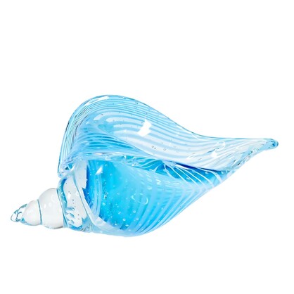 Zibo Handblown Art Glass - Baby Sky Blue Seashell