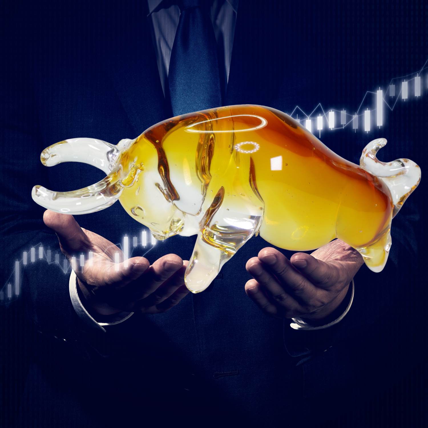 Zibo Handblown Art Glass - Wall Street Bull