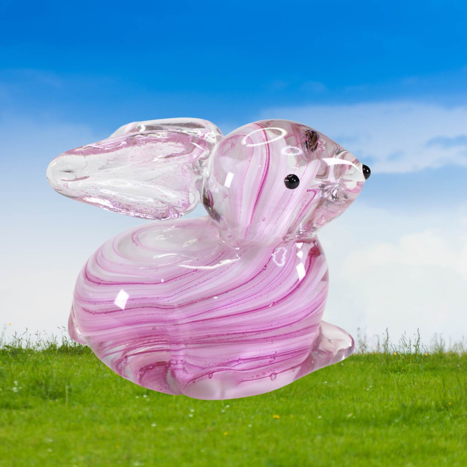 Zibo Handblown Art Glass - Pink Rabbit