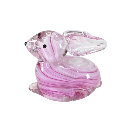 Zibo Handblown Art Glass - Pink Rabbit