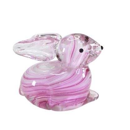 Zibo Handblown Art Glass - Pink Rabbit