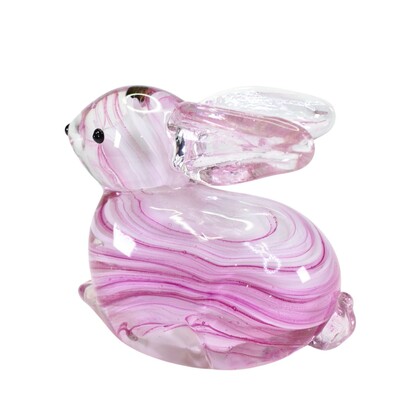 Zibo Handblown Art Glass - Pink Rabbit