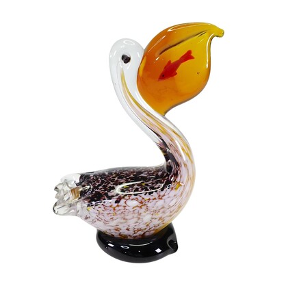 Zibo Handblown Art Glass - Pelican with Fish on its beak