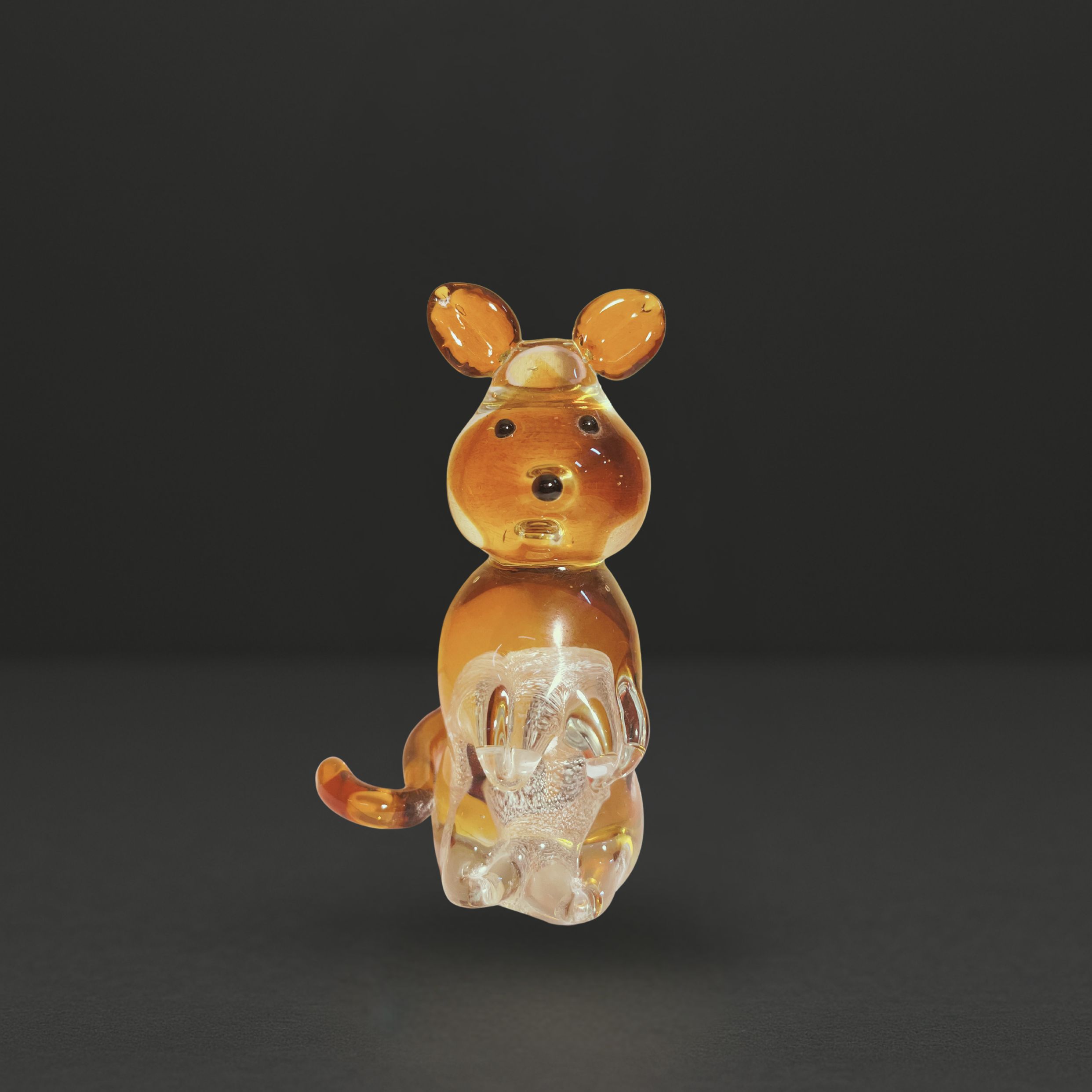 Zibo Handblown Art Glass -Amber Quokka
