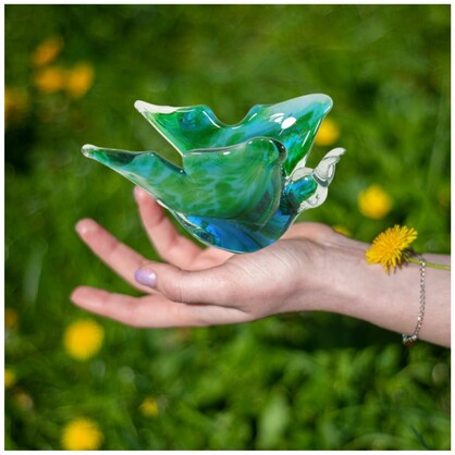 Zibo Handcrafted Art Glass Green Butterfly