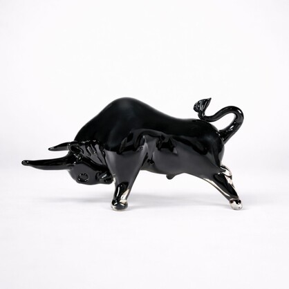Zibo Handblown Art Glass - Onyx Bull