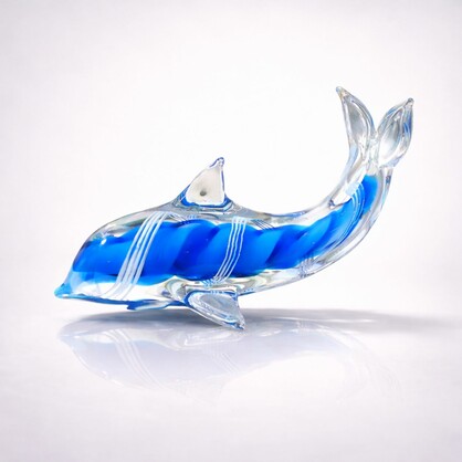 Zibo Artisan Azure Tide Dolphin Art Glass Sculpture