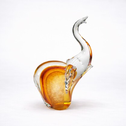 Zibo Artisan Glass Amber Elephant Sculpture