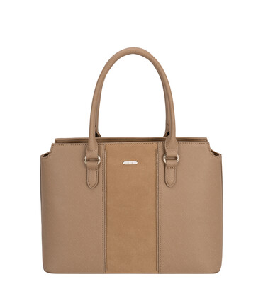 Two Tone Vegan Leather Tote Bag with Strap