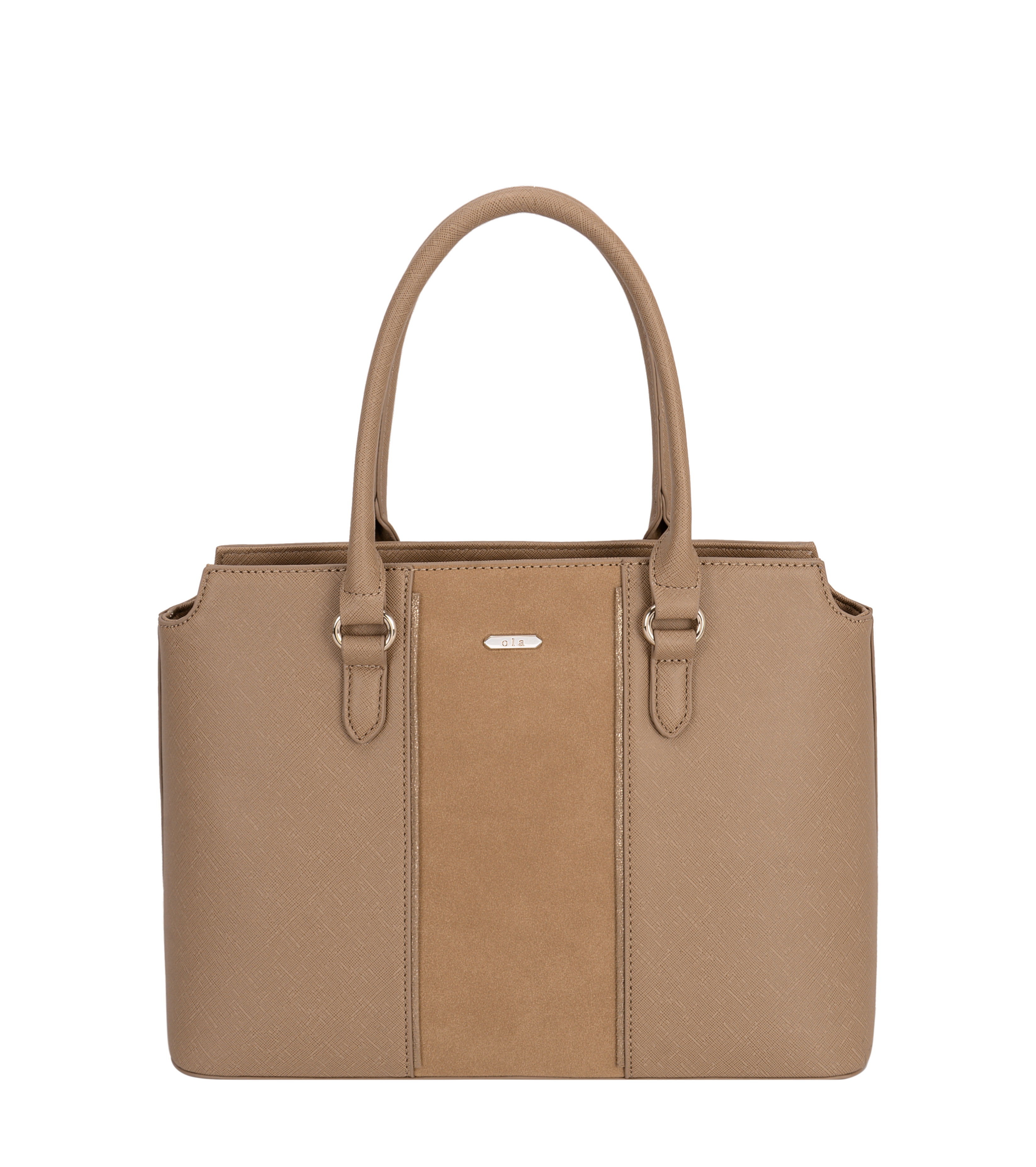 Two Tone Vegan Leather Tote Bag with Strap