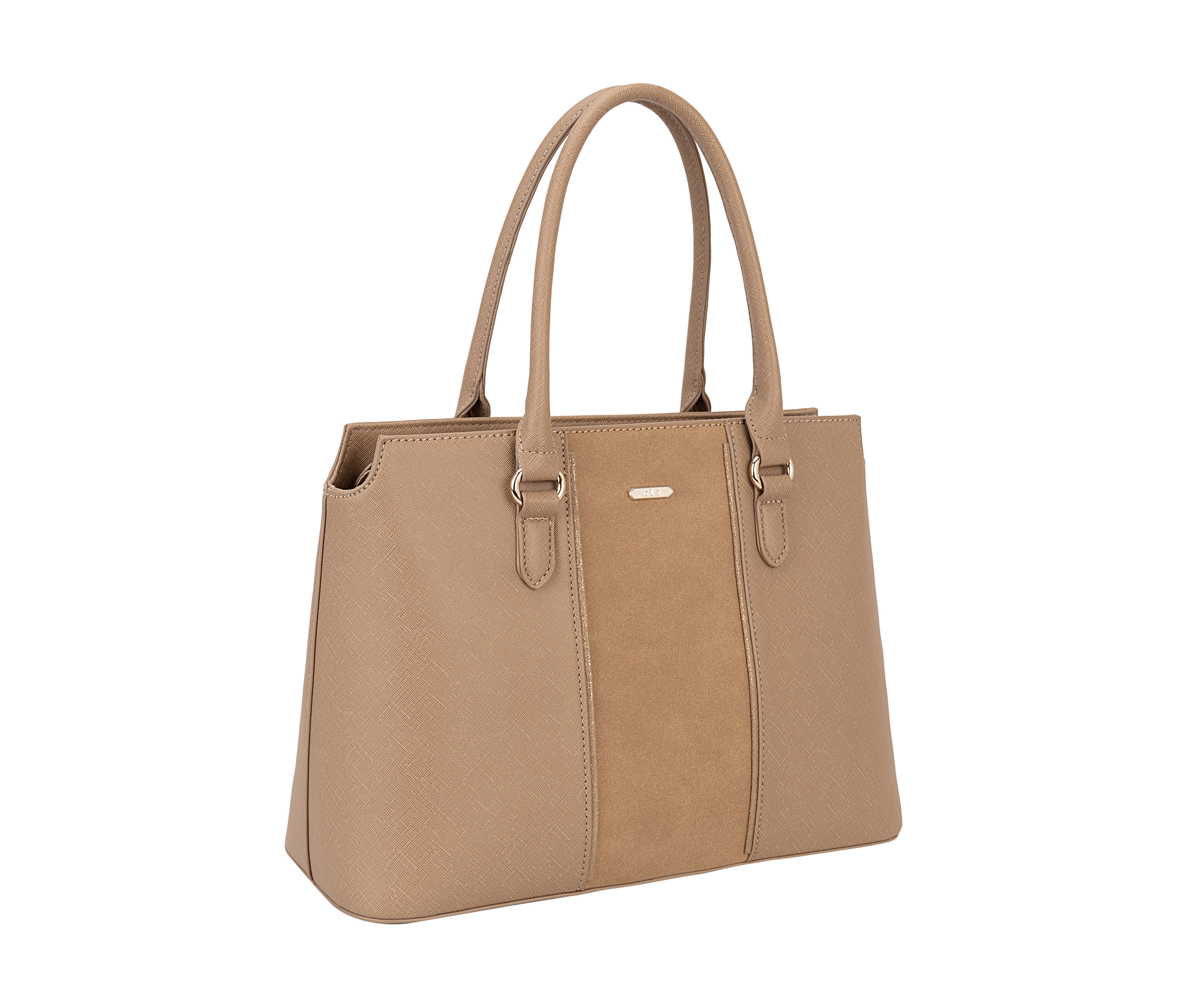 Two Tone Vegan Leather Tote Bag with Strap