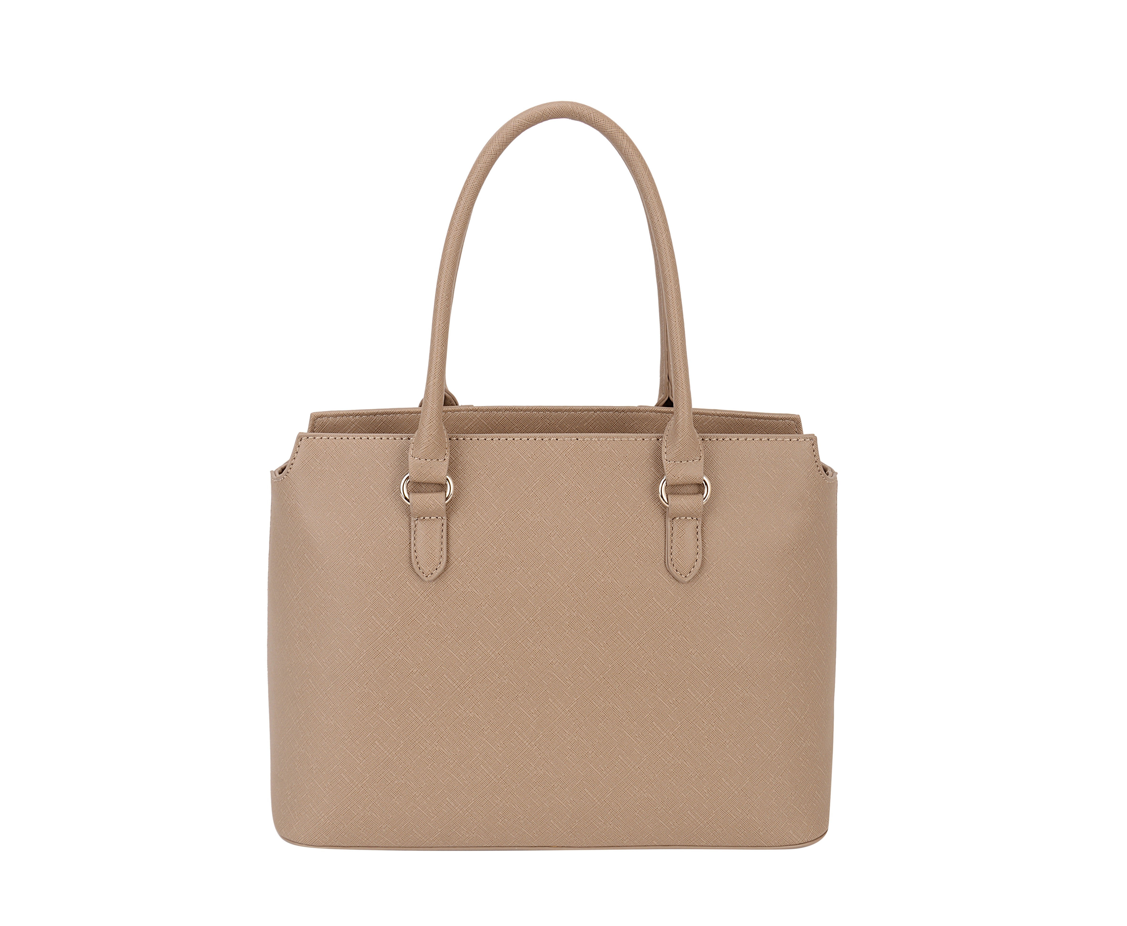 Two Tone Vegan Leather Tote Bag with Strap