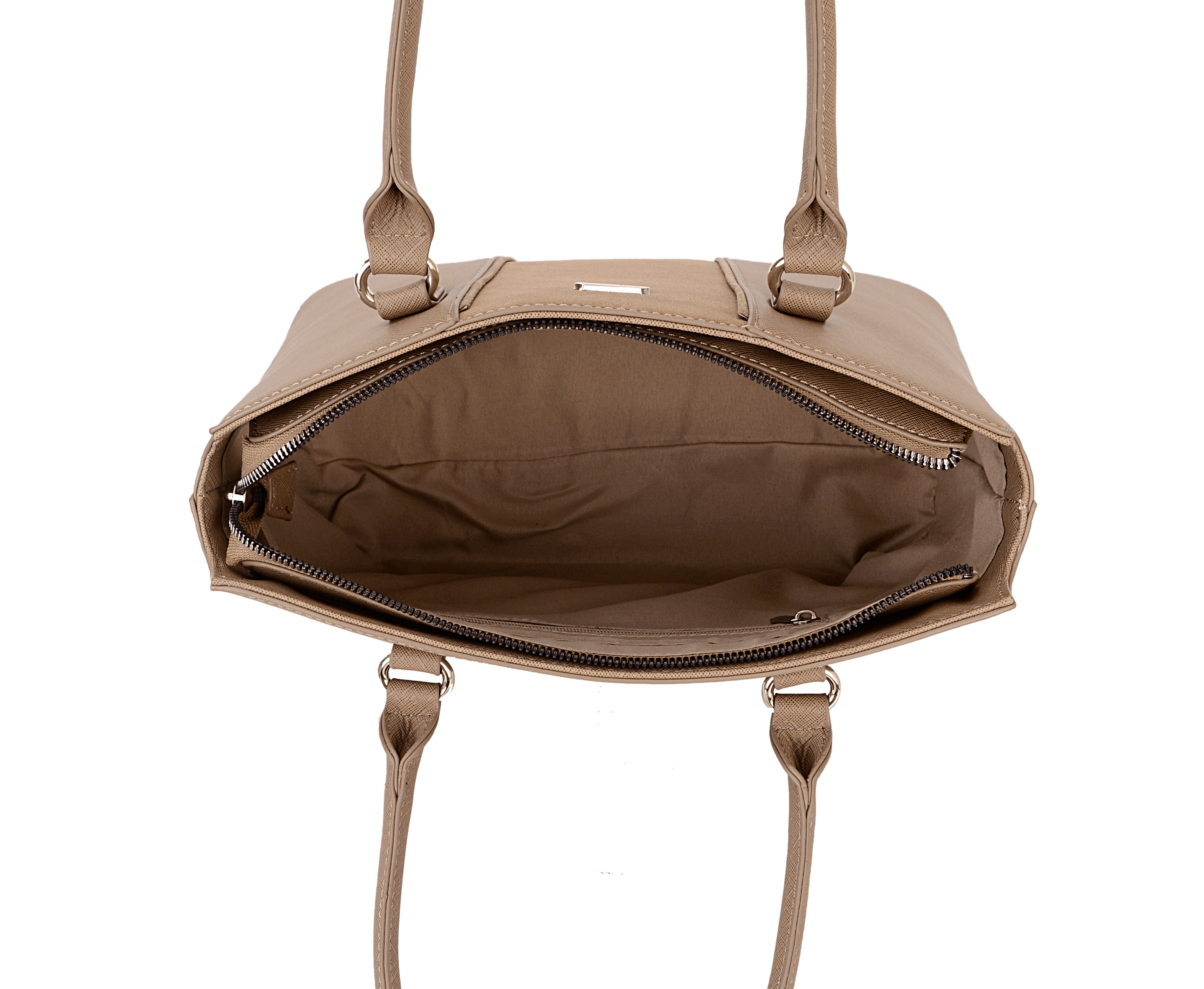 Two Tone Vegan Leather Tote Bag with Strap