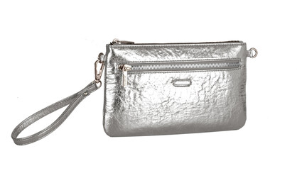 Ophelia Crinkle Silver Clutch