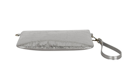 Ophelia Crinkle Silver Clutch