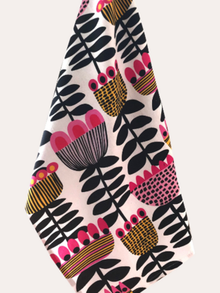 Mid Century Modern Tulips Tea Towel