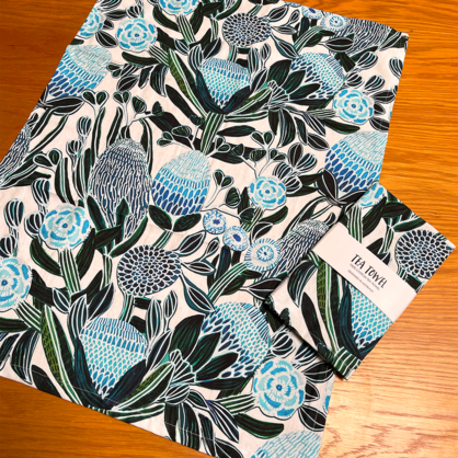 Blue Banksia Tea Towel