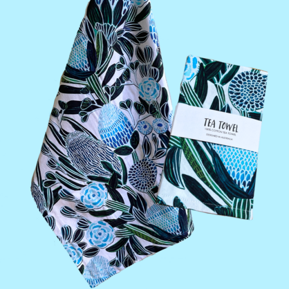 Blue Banksia Tea Towel