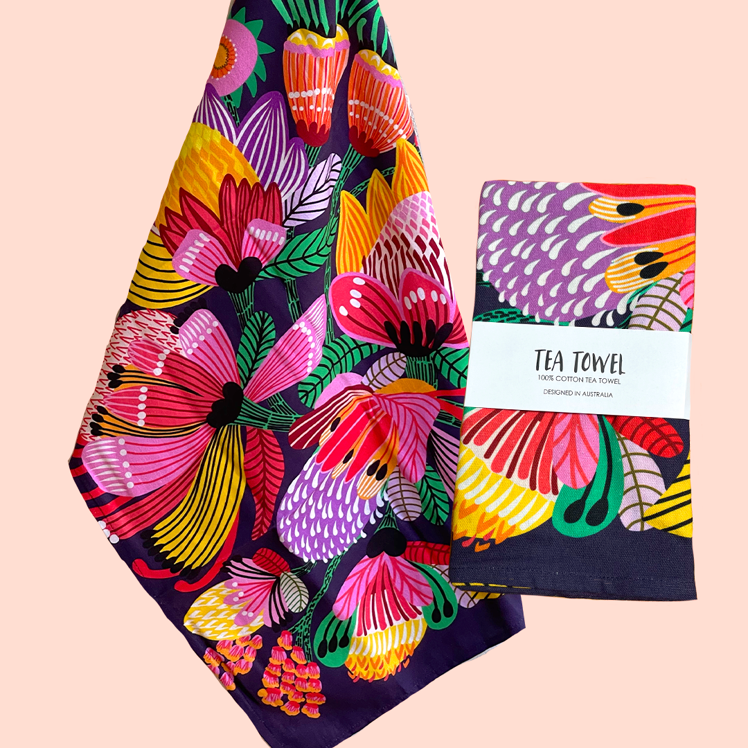 Wild Proteas Tea Towel