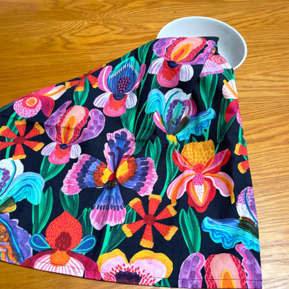 Irises & Orchids Tea Towel