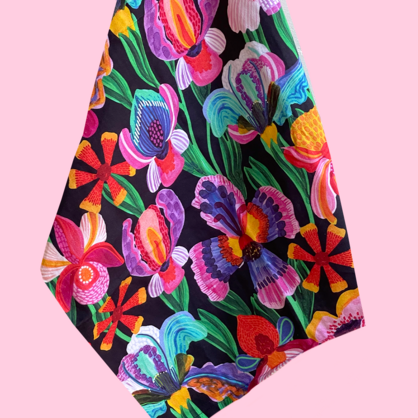 Irises & Orchids Tea Towel
