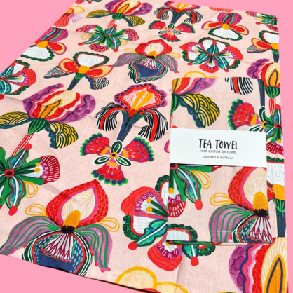 Orchid Parade Tea Towel