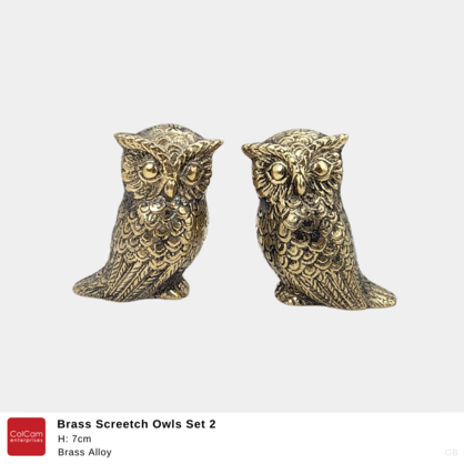 Brass Screetch Owls Set 2 - H7cm