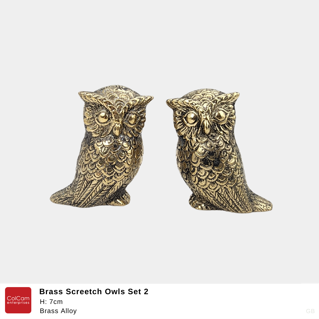 Brass Screetch Owls Set 2 - H7cm