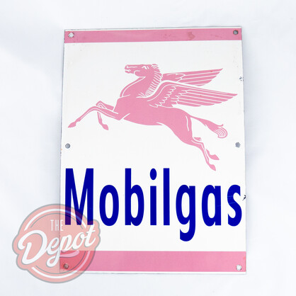 Enamel Sign - Mobilgas Pink