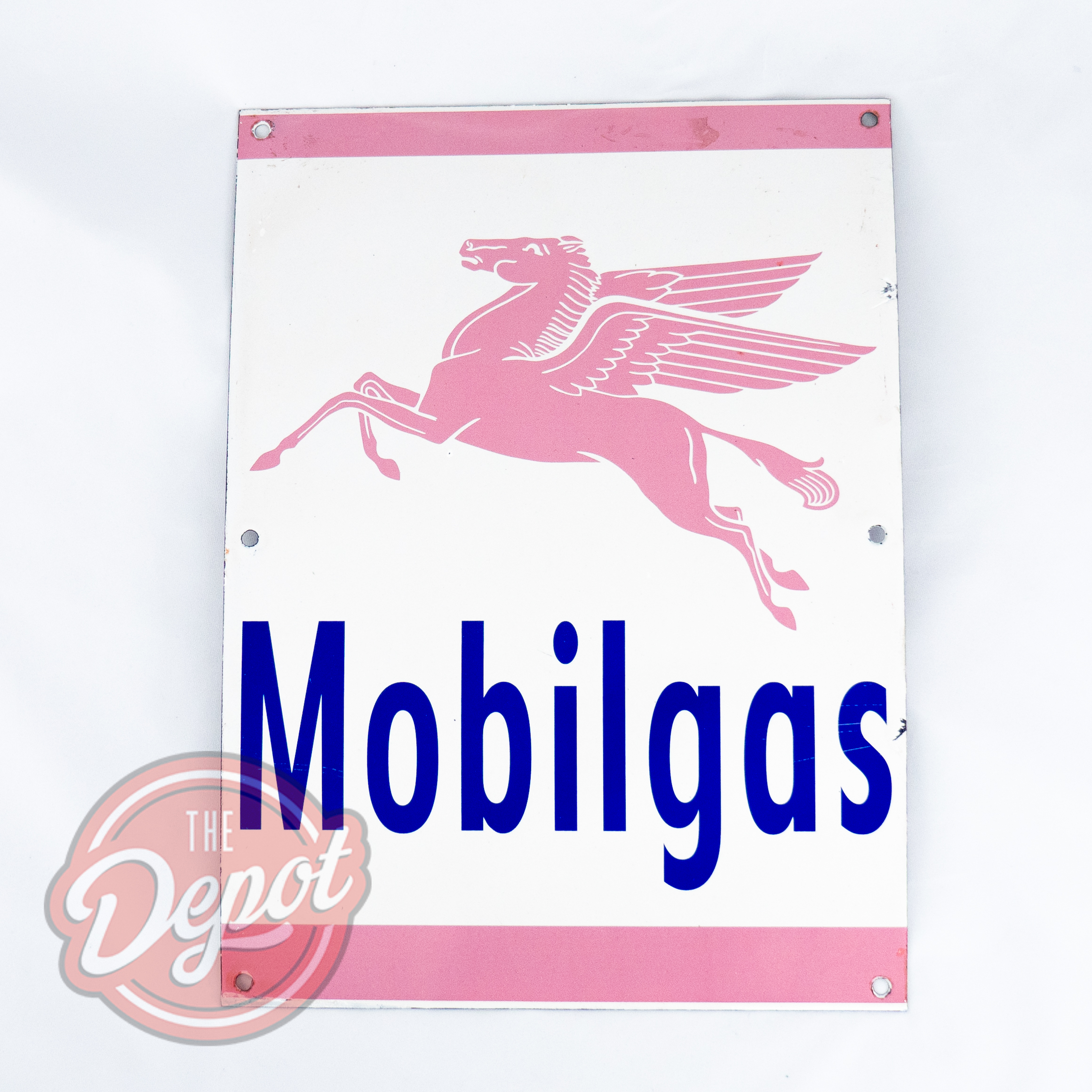 Enamel Sign - Mobilgas Pink