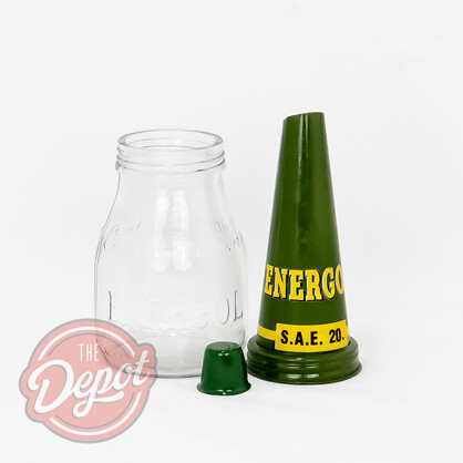 Reproduction Glass Oil Bottle - Energol Pint