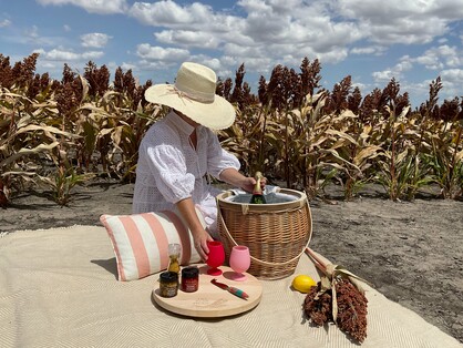 Insulated Round Wicker Picnic Basket