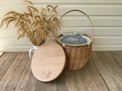 Insulated Round Wicker Picnic Basket