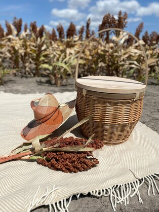 Insulated Round Wicker Picnic Basket