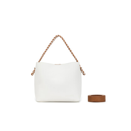 Capella White/Tan 3 Compartment Shoulder / Crossbody Bag