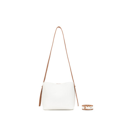 Capella White/Tan 3 Compartment Shoulder / Crossbody Bag