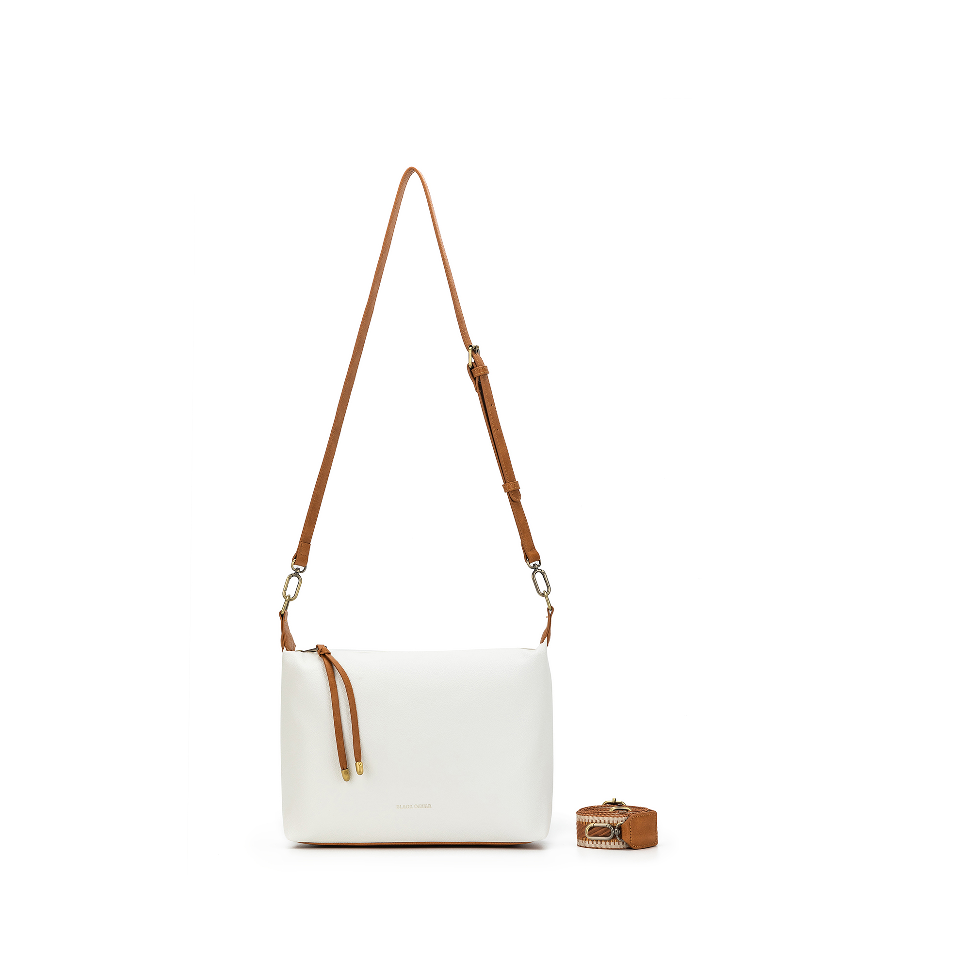 Dana White/Tan Crossbody Bag