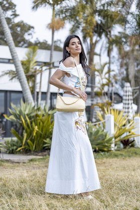 Eloise Lemon Chiffon Crossbody Bag