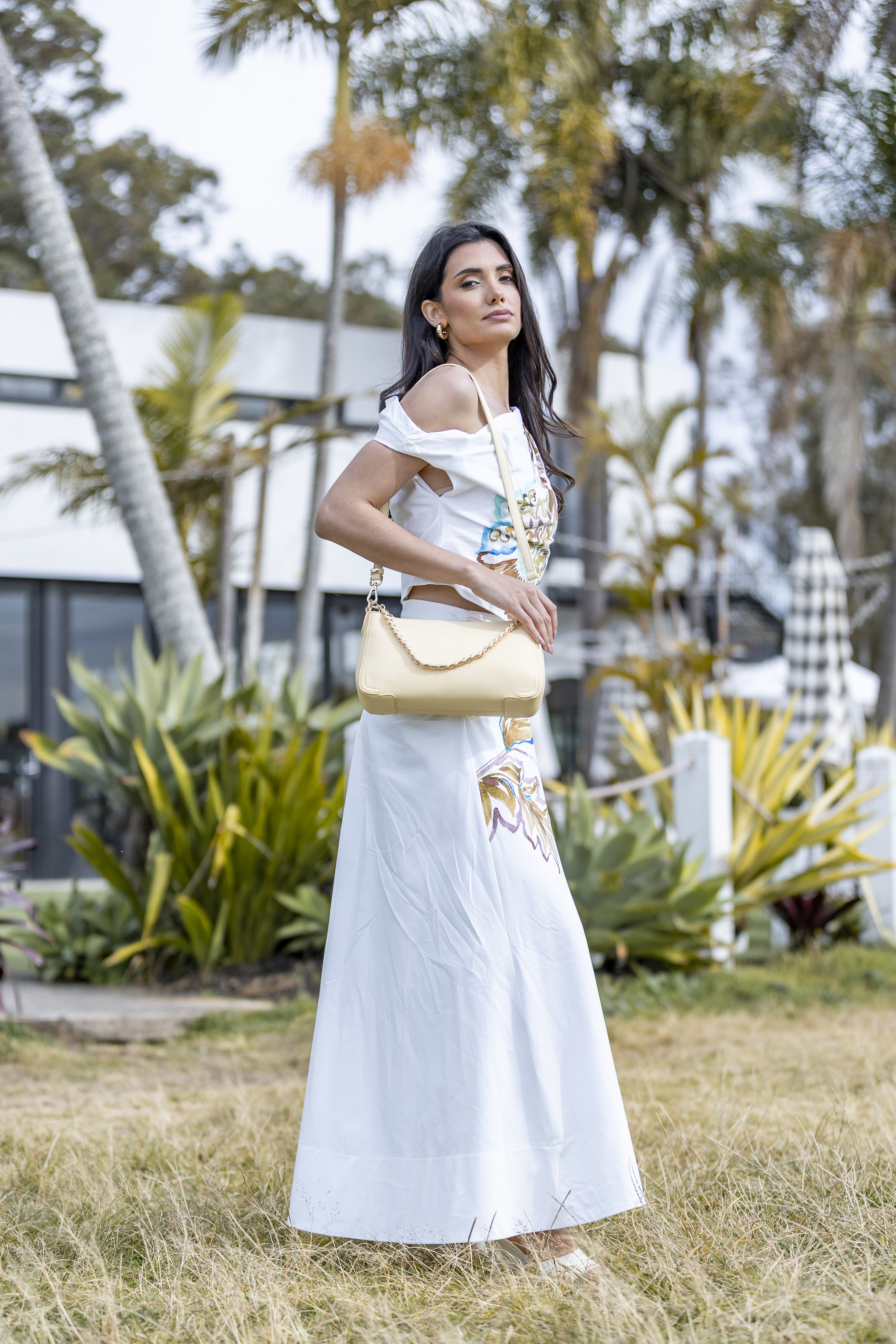 Eloise Lemon Chiffon Crossbody Bag