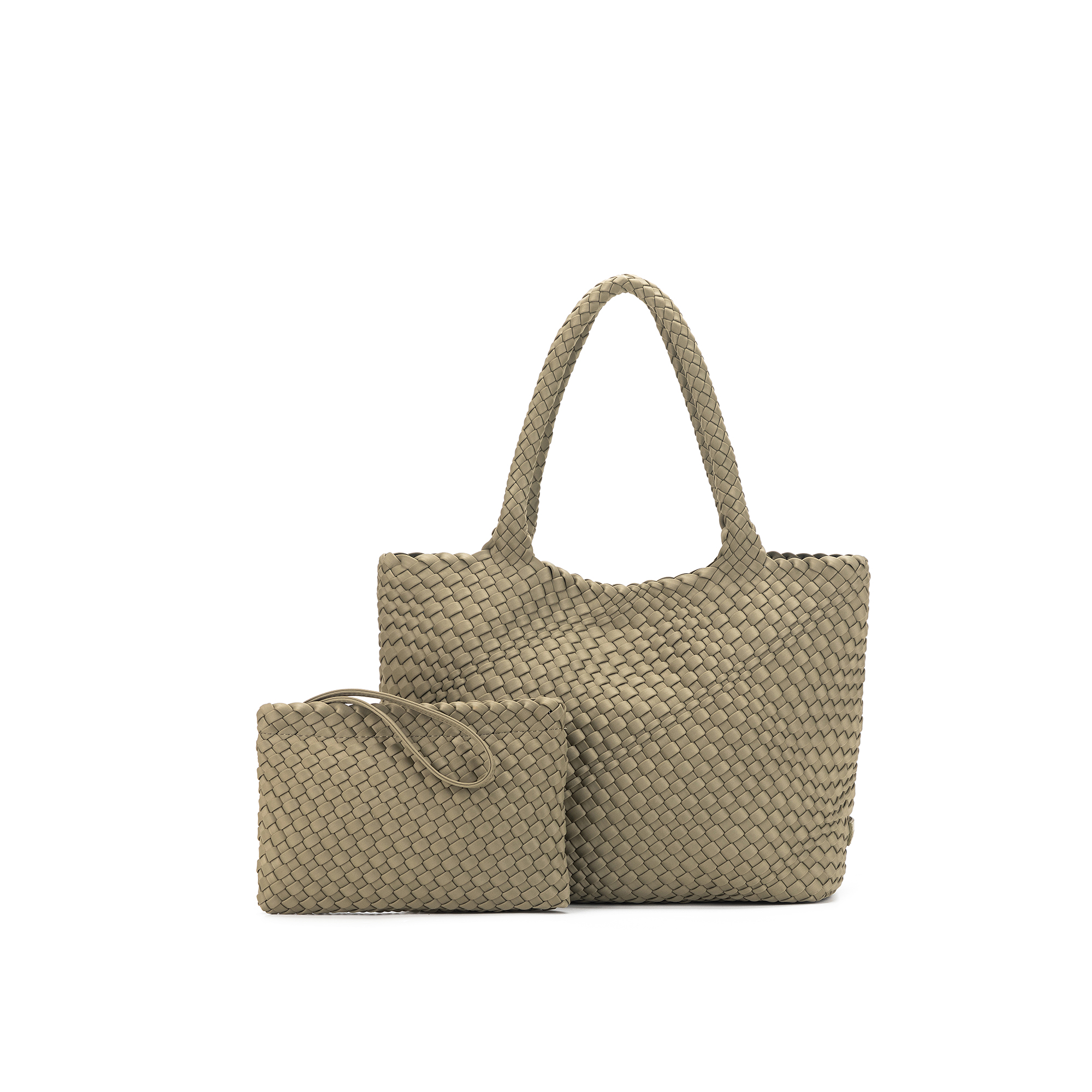 The Hamptons Light Olive NEO 2 Piece Woven Handbag