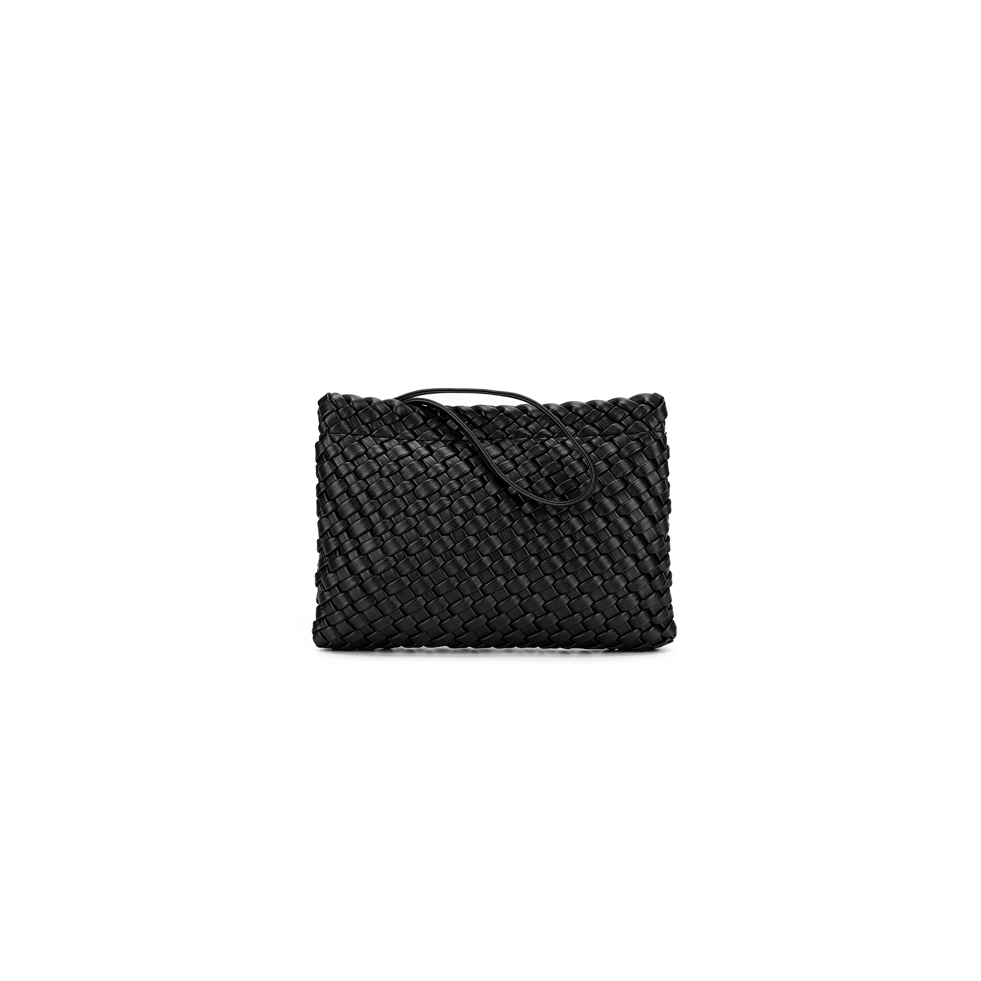 St Moritz Black 2 Piece PU Woven Handbag set