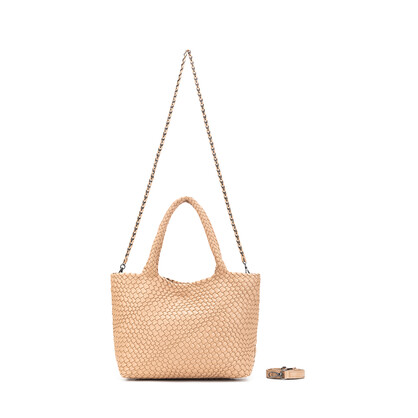 St Moritz Mocha 2 Piece PU  Woven Handbag set