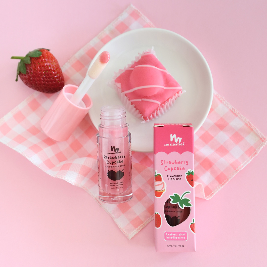 Natural Kids Lip Gloss Wand - Strawberry Cupcake - Pink