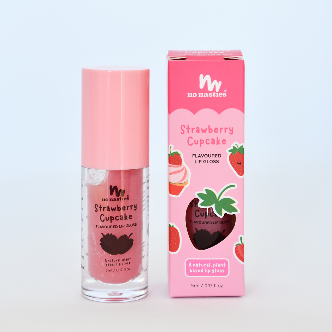 Natural Kids Lip Gloss Wand - Strawberry Cupcake - Pink