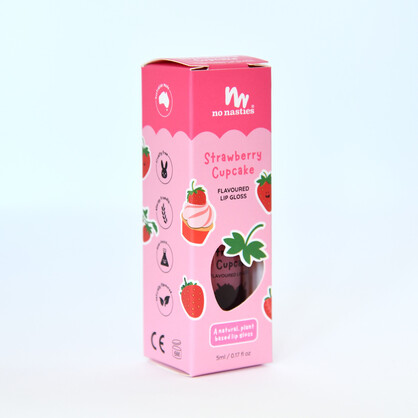 Natural Kids Lip Gloss Wand - Strawberry Cupcake - Pink