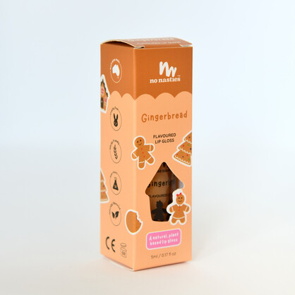 Natural Kids Lip Gloss Wand - Christmas Ginger Bread - Pastel Gold