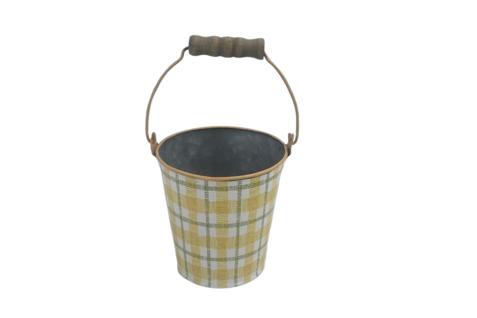 Wholesale Yellow Check Metal Bucket Baxter & Co Home Fieldfolio
