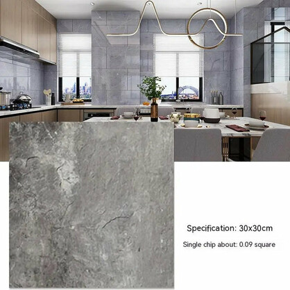 Anyhouz 10pcs Vinyl Tile Self Adhesive DIY Dark Grey with Crack Pattern Waterproof Floor 3D Wallpaper