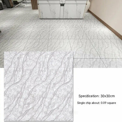 Anyhouz 10pcs Vinyl Tile Self Adhesive DIY Shell White with Crack Pattern Waterproof Floor 3D Wallpaper