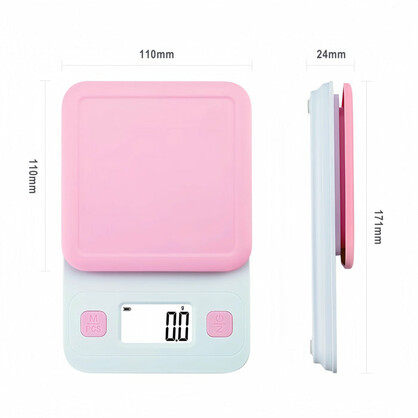 Anygleam Pink Cute Style Kitchen Scale 5Kg Accurate Measure Electronic Portable Digital Display